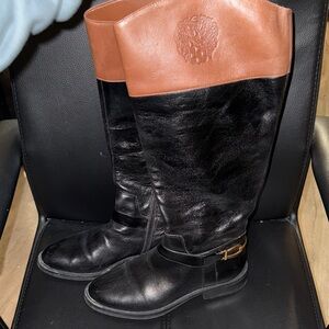 Vince Camuto Black and Brown Leather Woman’s riding Boots